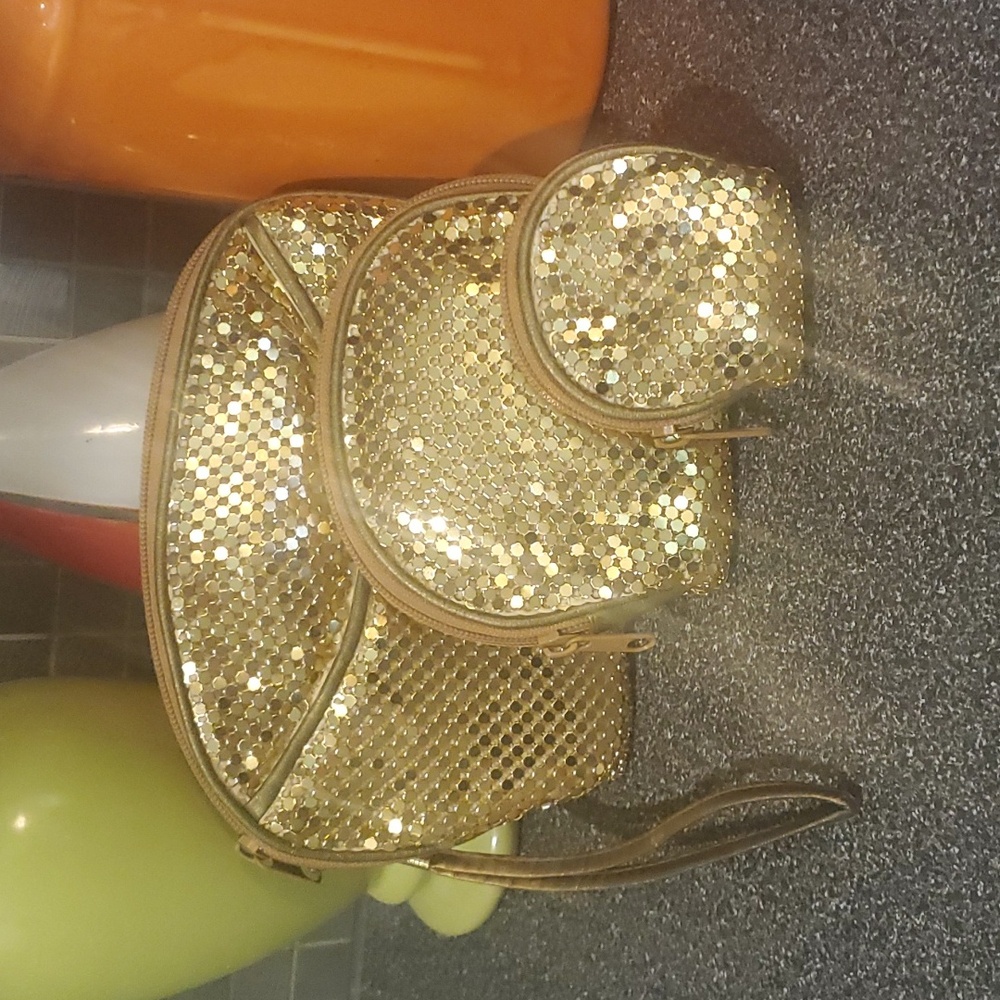 Metal Mesh Wristlet Bag with Matching 2 Smaller
